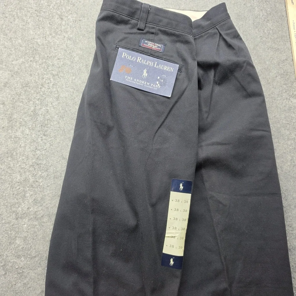 Polo Ralph Lauren Andrew Pant Mens 38x30 NWT Blue Pleated Chino 100% Cotton